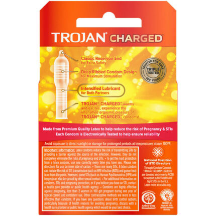 TROJAN CHARGED 3-PACK CONDOMS - 6CT