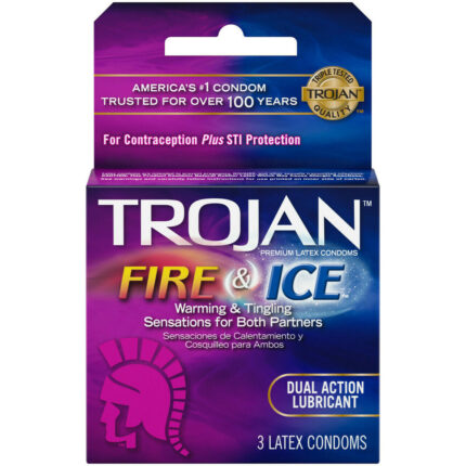 For extra safety, there is a special reservoir end. Includes one 3 count box of TROJAN Fire & Ice Dual Action Condoms.